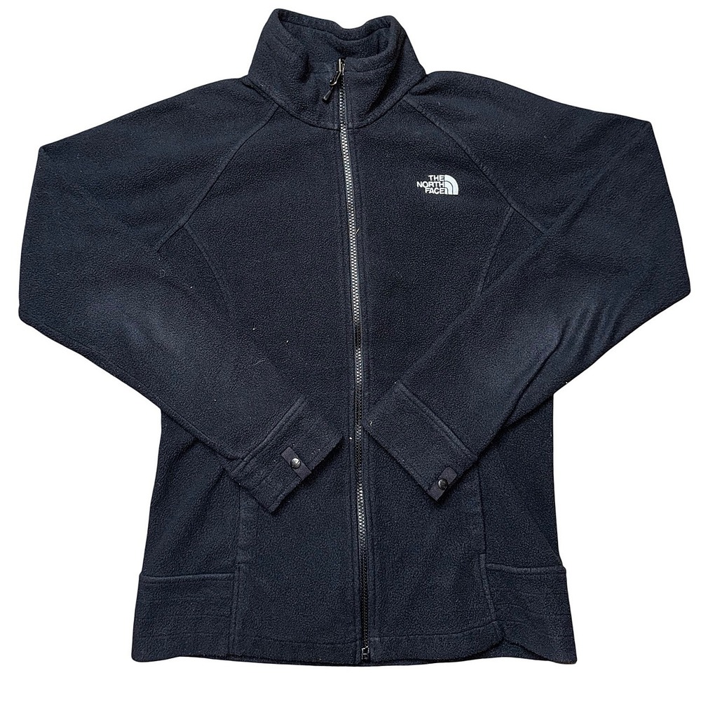 The North Face Womens TKA 100 Fleece Jacket Full Zip Black Medium Mock Neck Logo